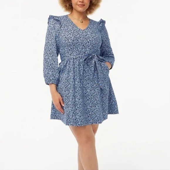 J. Crew Lightweight Cotton Puff-Sleeve Mini Dress in Antique Navy Blue XS - Picture 2 of 14